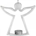 Floristik24 Tealight holder with angel, candle decoration to hang, metal silver H20cm