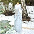 Floristik24 Deco angel figure with feather boa gray metal decoration Christmas 38cm
