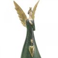 Floristik24 Deco figure angel green Christmas angel with golden heart H41cm