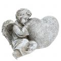 Floristik24 Angel with heart gray 11.5cm × 9cm × 6.5cm 2pcs
