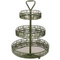 Floristik24 Metal tiered serving stand, green, three tiers, fir decor, round, 49cm