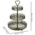 Metal tiered serving stand, green, three tiers, fir decor, round, 49cm | Floristik24.ie