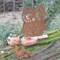 Floristik24 Owl patina on birch trunk 42cm x 36cm