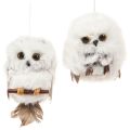 Floristik24 Owl decorations, owl figurines for hanging, white and grey, 6cm, 2 pieces
