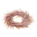Floristik24 Decorative feather wreath pink, brown-red Ø16.5cm real feathers