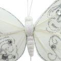 Floristik24 Feather butterfly with rhinestones, glitter white 10.5cm 4pcs