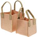 Floristik24 Felt planter, pink felt bag with handles, felt decoration, set of 2