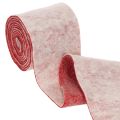 Felt ribbon, 100% wool, two-tone, as pot holder, felt ribbon white/red, 15cm x 5m | Floristik24.ie