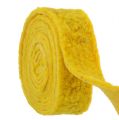 Floristik24 Felt ribbon &quot;Happy&quot; yellow 7.5cm 5m
