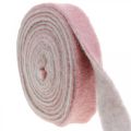 Floristik24 Pot hinge, deco tape wool felt dusky pink / gray W4.5cm L5m