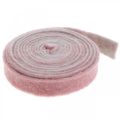 Floristik24 Pot hinge, deco tape wool felt dusky pink / gray W4.5cm L5m
