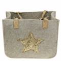 Floristik24 Felt bag with sequin star natural set of 2
