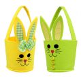 Floristik24 Felt bag rabbit yellow, green Easter basket Easter decoration felt 2pcs