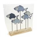 Floristik24 Shoal of fish deco metal fish on wooden base 32×7×30cm