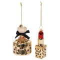 Floristik24 Christmas tree ornament: perfume bottle and lipstick with leopard print, 11cm, 2 pieces