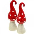 Floristik24 Toadstool ceramic decorative mushrooms red white Ø5cm H15.5cm 2pcs