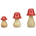 Floristik24 Fly agaric decorative mushrooms wooden mushrooms autumn decoration H6/8/10cm set of 3
