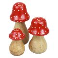 Floristik24 Fly agaric decorative mushrooms wooden mushrooms autumn decoration H6/8/10cm set of 3