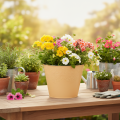 Metal planter, pastel orange, Ø20cm H16cm | Floristik24.ie