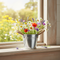 Glossy metal bucket with rope handles, Ø12cm | Floristik24.ie