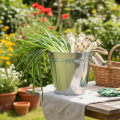 Glossy metal bucket with rope handles, Ø25cm | Floristik24.ie