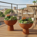 Decorative bowl with foot trophy bowl rust metal Ø20.5cm 2pcs | Floristik24.ie