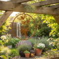 Decorative metal ring, weathered steel wall decoration, pine branch, Ø38cm | Floristik24.ie