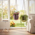 Glass flower pot/hanging lantern, purple/green, 14cm, 2 pieces | Floristik24.ie
