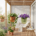 Hanging glass pot, decorative glass pot, retro style, green/brown, 14.5cm, 2 pieces | Floristik24.ie
