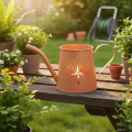 Metal decorative watering cans, orange dandelion design, tealight holders, 12cm, 2 pieces | Floristik24.ie
