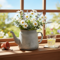 Decorative metal teapot, vintage style, grey, 24×14×14cm, retro shabby chic style | Floristik24.ie