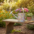 Decorative metal watering can, vintage planter for flowers, Ø18cm | Floristik24.ie