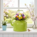 Decorative metal teapot, apple green - flower pot - Ø20cm H15cm - versatile garden decoration and gift idea | Floristik24.ie