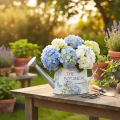 Decorative Watering Can Hydrangea Metal Vintage Flowers 30x11x14.5cm | Floristik24.ie