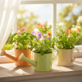 Decorative Watering Can Planter Set, Metal, 8-Piece, Multicolored, 16.5x7cm - Ideal Plant Containers for Balcony &amp; Kitchen | Floristik24.ie