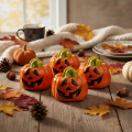 Decorative ceramic pumpkin figurine for autumn and Halloween, 8cm | Floristik24.ie