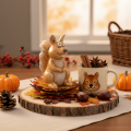 Sitting squirrel figurine for autumn decoration, 10cm | Floristik24.ie