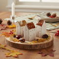 Decorative ceramic miniature houses set, table decoration, 9cm, 3 pieces | Floristik24.ie