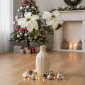 Artificial white poinsettia, large flowering branch decoration, 65cm, 2 pieces | Floristik24.ie