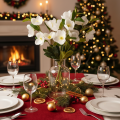 Christmas Rose Artificial Flower White Decorative Artificial Flower Bunch, 40cm, 4 Pieces | Floristik24.ie