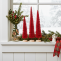 Decorative narrow Christmas tree, artificial Christmas tree on wooden base, 40cm, 3 pieces | Floristik24.ie