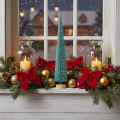 Artificial Christmas tree, slim, with wooden base, 40cm | Floristik24.ie
