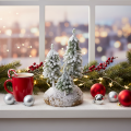 Snow-covered fir trees, artificial winter landscape for Christmas village and table decoration, 29cm | Floristik24.ie