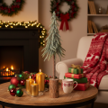 Artificial fir tree, iced finish, with wooden base, winter decoration, 60cm | Floristik24.ie