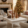 Artificial Christmas tree decoration, slim, with wooden base, 40cm, 3 pieces | Floristik24.ie