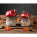 Mushroom House Light House Decorative Figurine Fly Agaric with Chimney 10cm 2pcs | Floristik24.ie