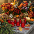 Grave candle for autumnal grave decoration for All Saints' Day and the Sunday of the Dead, 13cm, 8 pieces | Floristik24.ie