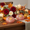 Lantern glass pumpkin tealight frosted Ø16cm H11cm 2pcs | Floristik24.ie
