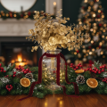 Artificial eucalyptus plant, gold-colored decorative branch for table decoration, 24cm | Floristik24.ie