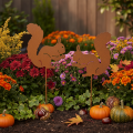 Garden stake squirrel rust decorative stake for flower bed and flower pot 52cm 2pcs | Floristik24.ie